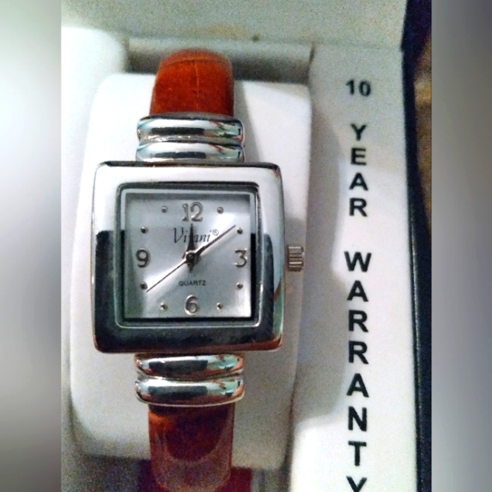 Vintage Vivani Watch Faux Alligator/Croc Skin Clamper